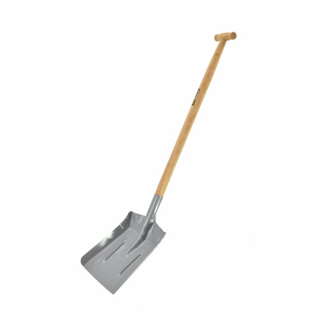 STEEL COAL SHOVEL WITH WOODEN SHAFT & T-GRIP 24x30cm