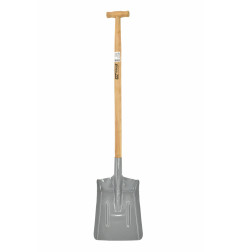 STEEL COAL SHOVEL WITH WOODEN SHAFT & T-GRIP 24x30cm