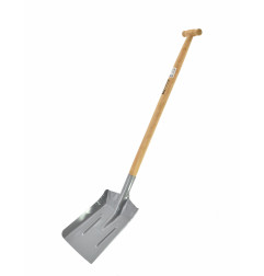 STEEL COAL SHOVEL WITH WOODEN SHAFT & T-GRIP 26x35cm