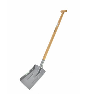 STEEL COAL SHOVEL WITH WOODEN SHAFT & T-GRIP 26x35cm