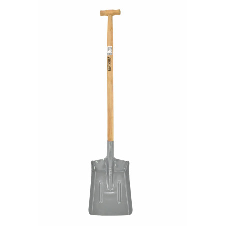 STEEL COAL SHOVEL WITH WOODEN SHAFT & T-GRIP 26x35cm