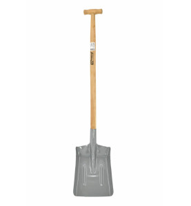 STEEL COAL SHOVEL WITH WOODEN SHAFT & T-GRIP 26x35cm