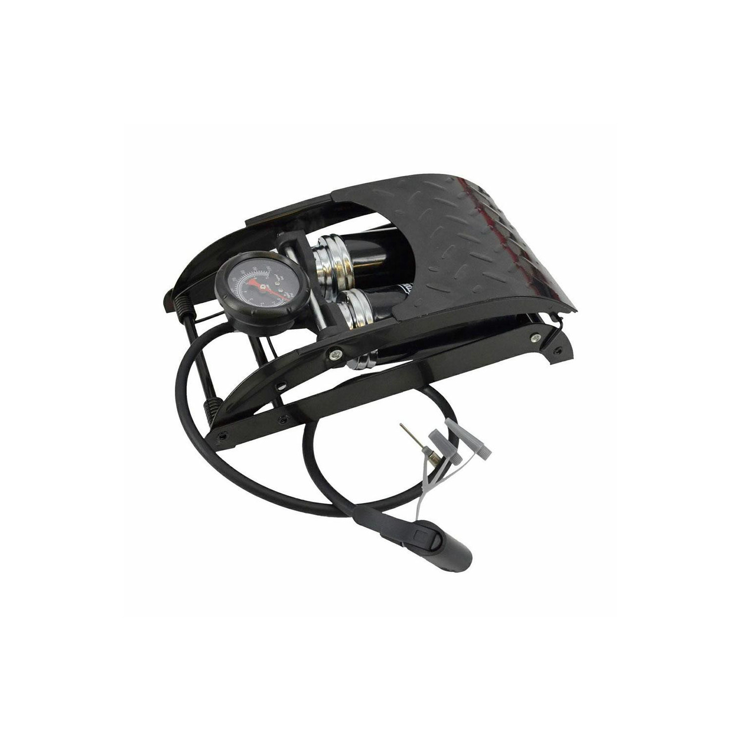 2-CYLINDER FOOT PUMP w/ PRESSURE GAUGE