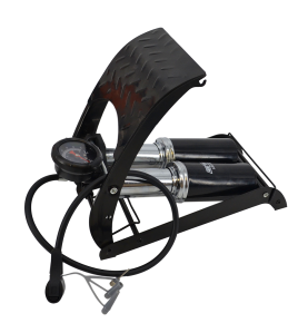 2-CYLINDER FOOT PUMP w/ PRESSURE GAUGE