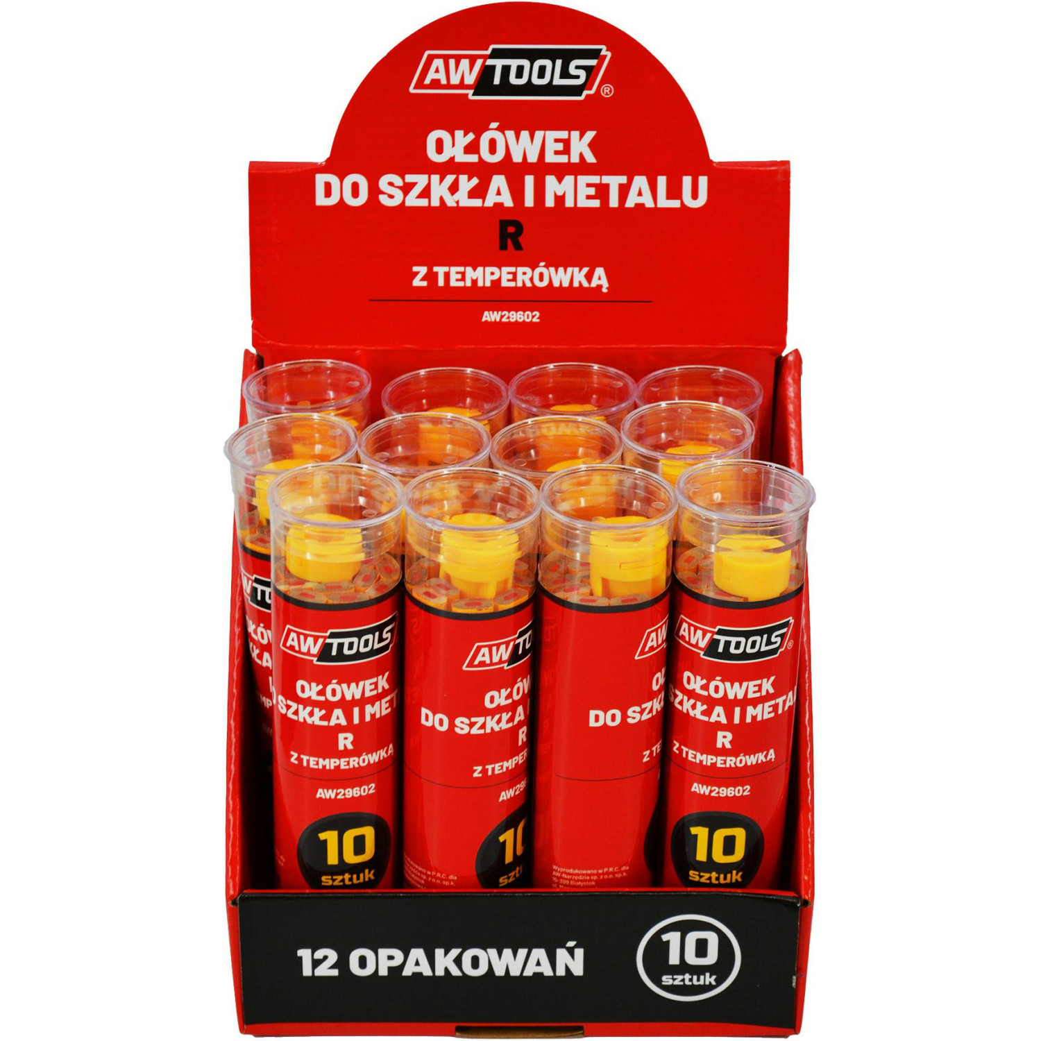 OŁÓWEK DO SZKŁA I METALU R ŻÓŁTY 10 SZTUK