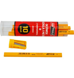 CONSTRUCTION PENCIL R w/ SHARPENER 10pcs YELLOW