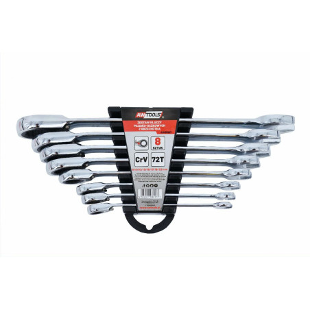 REVERSIBLE COMBINATION RATCHET SPANNER SET 8pcs 8-22mm