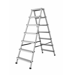 ALUMINIUM DOUBLE-SIDED STEP STOOL LADDER 2x7 125kg