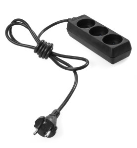 MULTI-SOCKET HOUSEHOLD EXTENSION 3-WAY*3,0m w/o E BLACK