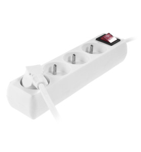 PRZEDŁUŻACZ DOMOWY BIAŁY 4 GNIAZDA 3,0m Z UZIEMIENIEM, WYŁĄCZNIK