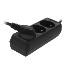 PRZEDŁUŻACZ DOMOWY CZARNY 3 - GNIAZDA 3,0m Z UZIEMIENIEM