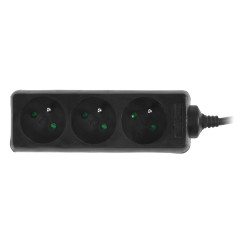 MULTI-SOCKET HOUSEHOLD EXTENSION 3-WAY*3,0m+E BLACK