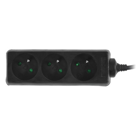 MULTI-SOCKET HOUSEHOLD EXTENSION 3-WAY*3,0m+E BLACK