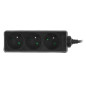 MULTI-SOCKET HOUSEHOLD EXTENSION 3-WAY*3,0m+E BLACK