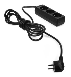 MULTI-SOCKET HOUSEHOLD EXTENSION 3-WAY*3,0m+E BLACK