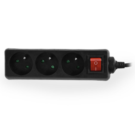 MULTI-SOCKET HOUSEHOLD EXTENSION 3-WAY*3,0m+E+P.SWITCH BLACK