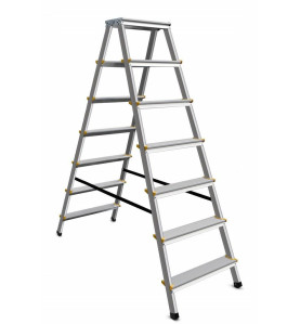 ALUMINIUM DOUBLE-SIDED STEP STOOL LADDER 2x7 150kg