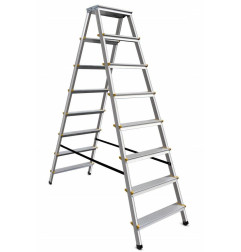 ALUMINIUM DOUBLE-SIDED STEP STOOL LADDER 2x8 150kg