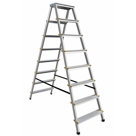 ALUMINIUM DOUBLE-SIDED STEP STOOL LADDER 2x8 150kg