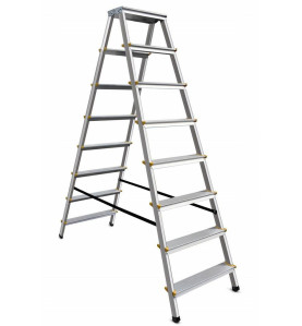 ALUMINIUM DOUBLE-SIDED STEP STOOL LADDER 2x8 150kg