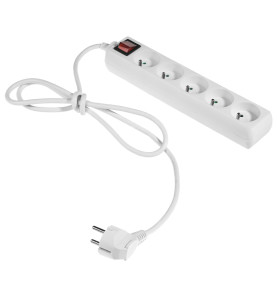 PRZEDŁUŻACZ DOMOWY BIAŁY 5 GNIAZD 5,0m Z UZIEMIENIEM, WYŁĄCZNIK