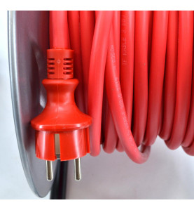 PRZEDŁUŻACZ BĘBEN METALOWY CZERWONY HEAVY DUTY 50m 3x2,5 mm 16A / 3680W / IP44