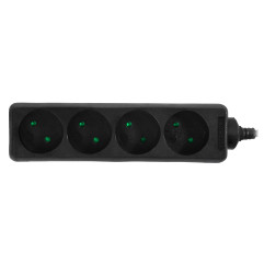 MULTI-SOCKET HOUSEHOLD EXTENSION 4-WAY*1,5m w/o E BLACK