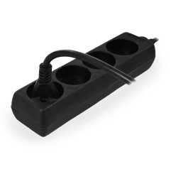 MULTI-SOCKET HOUSEHOLD EXTENSION 4-WAY*3,0m w/o E BLACK