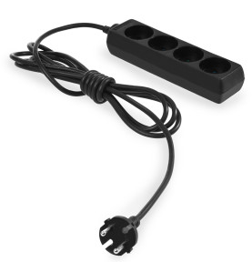 PRZEDŁUŻACZ DOMOWY CZARNY BEZ UZIEMIENIA 4 - GNIAZDA 5,0m