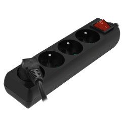 MULTI-SOCKET HOUSEHOLD EXTENSION 4-WAY*1,5m+E+P.SWITCH BLACK