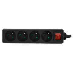 MULTI-SOCKET HOUSEHOLD EXTENSION 4-WAY*1,5m+E+P.SWITCH BLACK