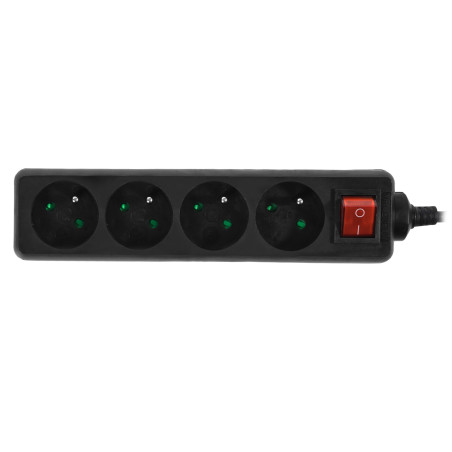 MULTI-SOCKET HOUSEHOLD EXTENSION 4-WAY*3,0m+E+P.SWITCH BLACK