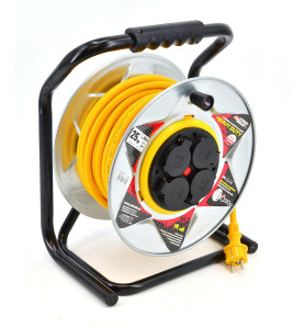 PRZEDŁUŻACZ BĘBEN METALOWY ŻÓŁTY HEAVY DUTY 50m 3x2,5 mm 16A / 3680W / IP44 NEOPREN
