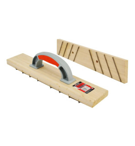 WOODEN BLOCK PLASTERING SCRAPER 400mm/ STAINLESS STEEL NOTCHED BLADE & 2C HANDLE