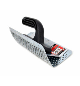 GALVANIZED STEEL SHEET CORNER RASPING FLOAT 270mm/ OPEN PVC HANDLE