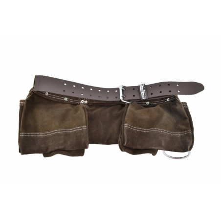 SUEDE LEATHER DOUBLE TOOL BELT w/ 11-POCKETS BLACK LINE