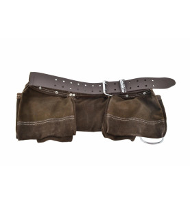 11-POCKET SUEDE LEATHER DOUBLE TOOL BELT BLACK LINE