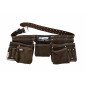 SUEDE LEATHER DOUBLE TOOL BELT w/ 11-POCKETS BLACK LINE