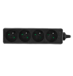 MULTI-SOCKET HOUSEHOLD EXTENSION 4-WAY*3,0m+E BLACK