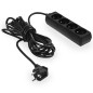 MULTI-SOCKET HOUSEHOLD EXTENSION 4-WAY*3,0m+E BLACK