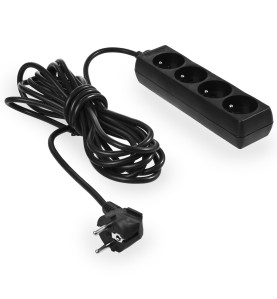 MULTI-SOCKET HOUSEHOLD EXTENSION 4-WAY*5,0m+E BLACK