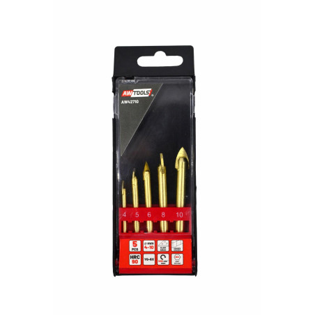 TCT TiN TILE & GLASS DRILL BIT SET 4-10mm 5pcs