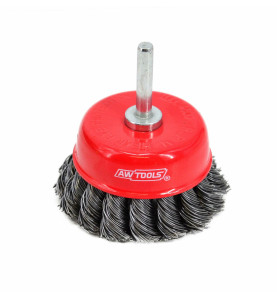 STEEL TWIST-KNOT WIRE CUP BRUSH 65mm w/ SHANK