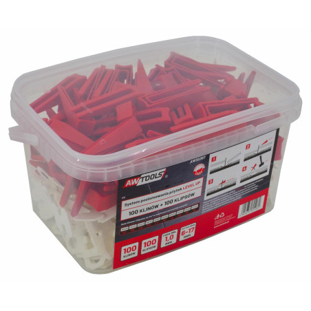 TILE LEVELING SYSTEM CLIPS & WEDGES 1.0mm (6-17mm) 100+100pcs