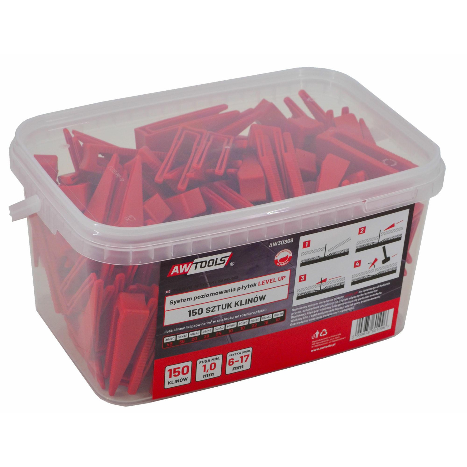 TILE LEVELLING SYSTEM WEDGES 1.0mm 6-17mm 150pcs