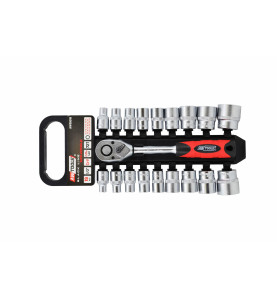 1/2" SOCKET & RATCHET WRENCH SET 8-32mm 19pcs/ TPR HANDLE/ BLACK LINE
