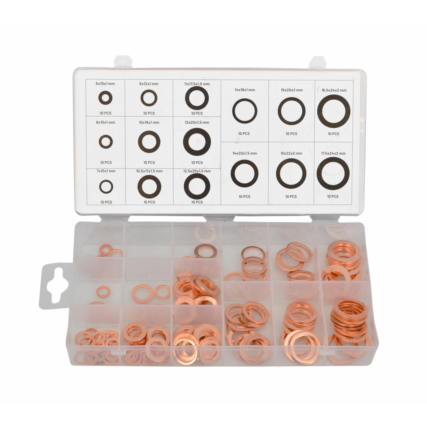 FLAT COPPER WASHER ASSORTMENT SET 150pcs