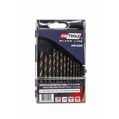 HSS M2 PREMIUM METAL TWIST DRILL BIT SET 13pcs /1.5-6.5mm/ BLACK LINE