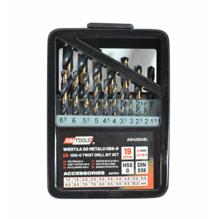 HSS M2 PREMIUM METAL TWIST DRILL BIT SET 19pcs /1.0-10.0mm/ BLACK LINE
