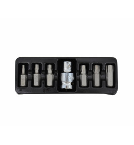 KOŃCÓWKI TORX 7elem. T25 - T55 + ADAPTER, Z OTWOREM BL